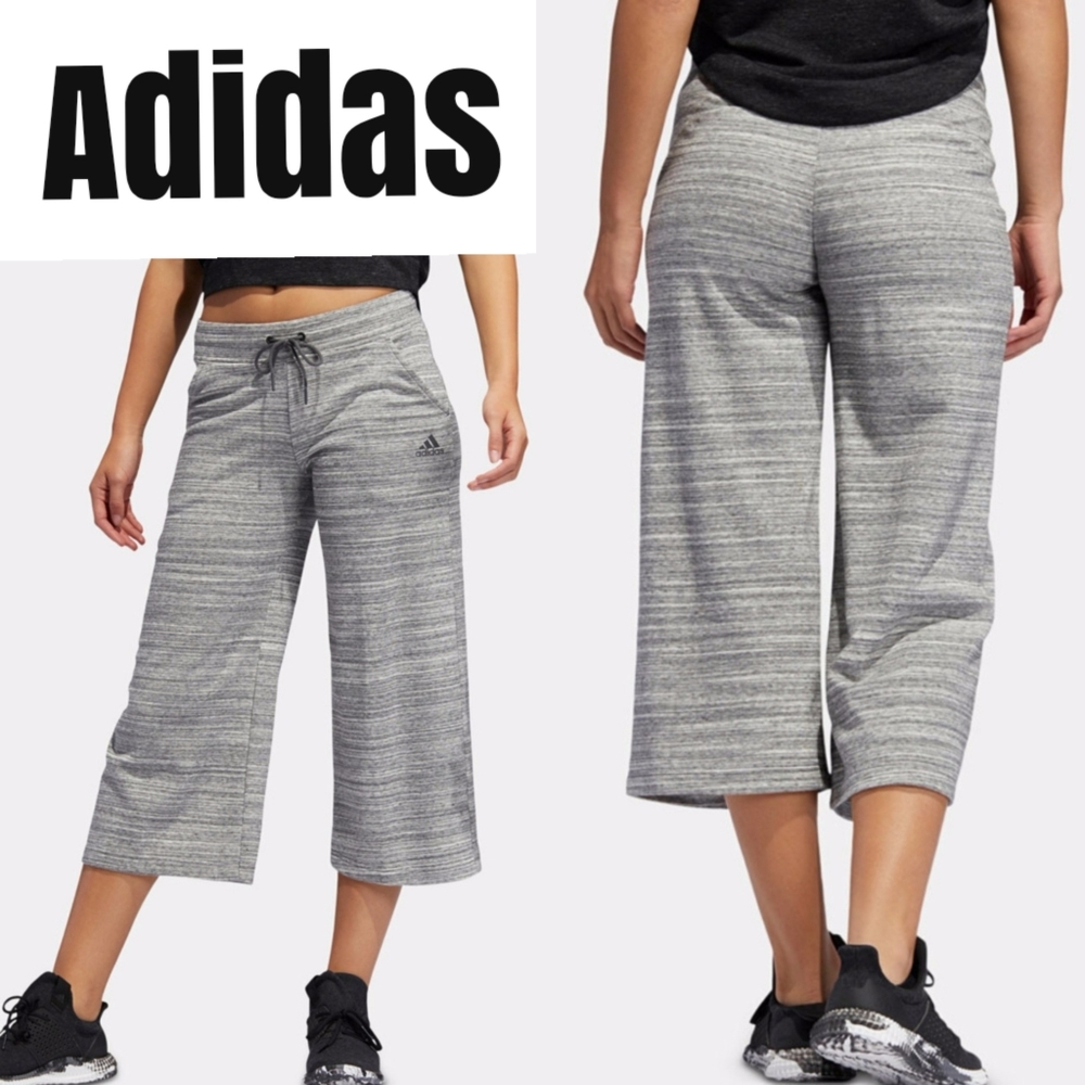 Adidas Women's Sport 2 Street French Terry Wide Culottes in a 2-Tone Grey  XS